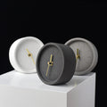 Desk Clock | Cement & Brass | Minimalist Cylindrical Design | Workspace Essential