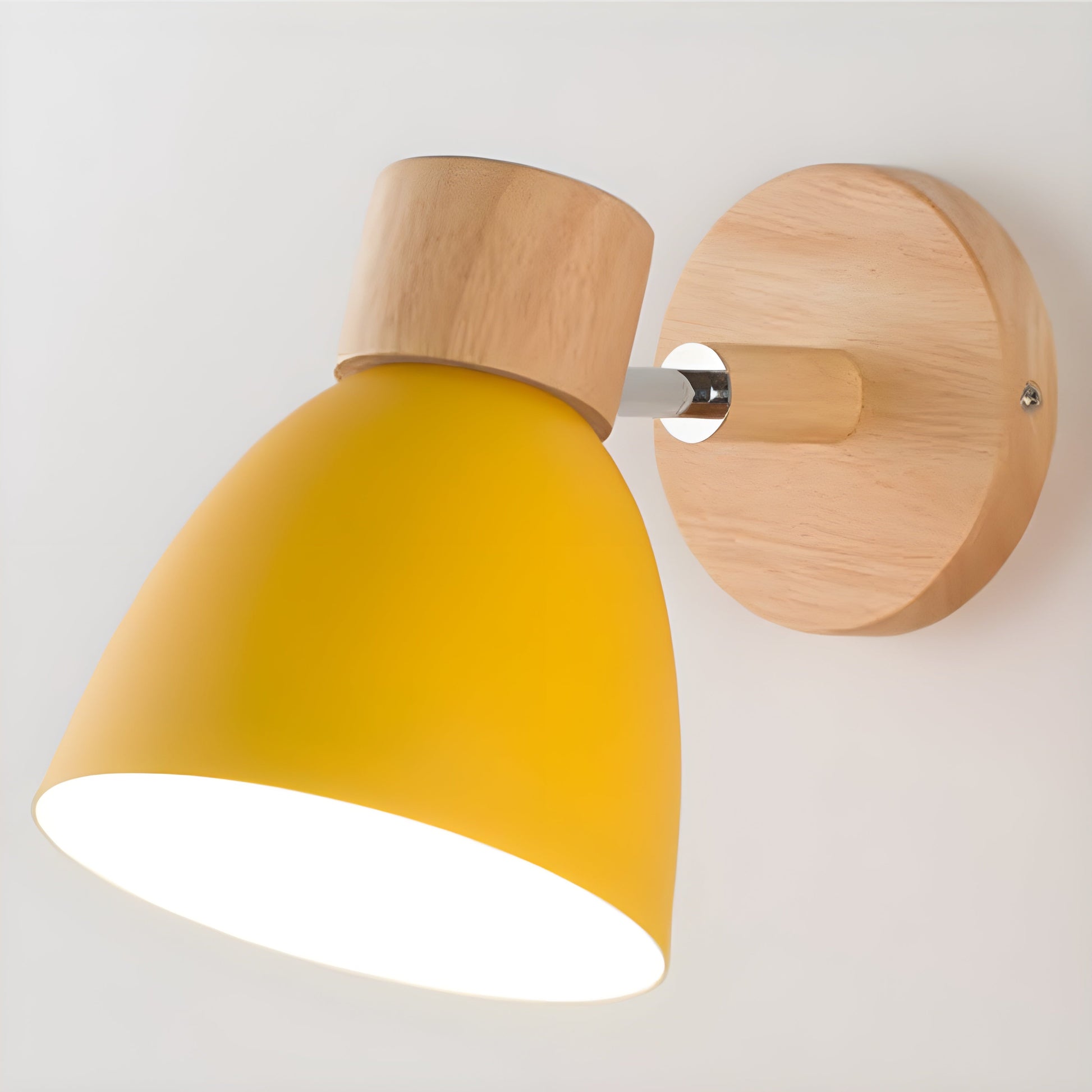 Wall Lamp | Natural Wood & White Matte Finish | Adjustable Shade | Living Room Accent