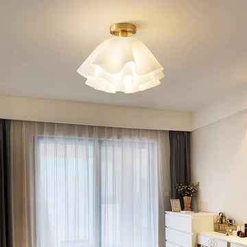 Contemporary Flush Mount Ceiling Light with Elegant Ruffled Shade