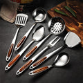 Utensil Set | Stainless Steel & Wood | Ergonomic Grip | Kitchen Use