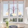 Chandelier | Metal & Frosted Glass | Curved Arms & Suspended Design | Living Room Focal Point
