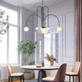 Chandelier | Metal & Frosted Glass | Curved Arms & Suspended Design | Living Room Focal Point