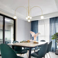 Chandelier | Metal & Frosted Glass | Curved Arms & Suspended Design | Living Room Focal Point