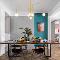 Chandelier | Metal & Frosted Glass | Curved Arms & Suspended Design | Living Room Focal Point