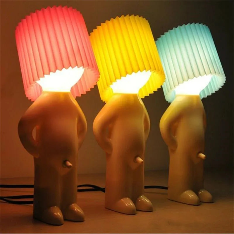 Wireless Table Lamp Sculptural Base Pleated Shade