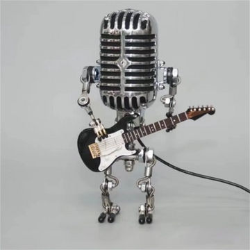 Industrial Guitar-Inspired Dimmable Table Lamp with Retro Microphone Design