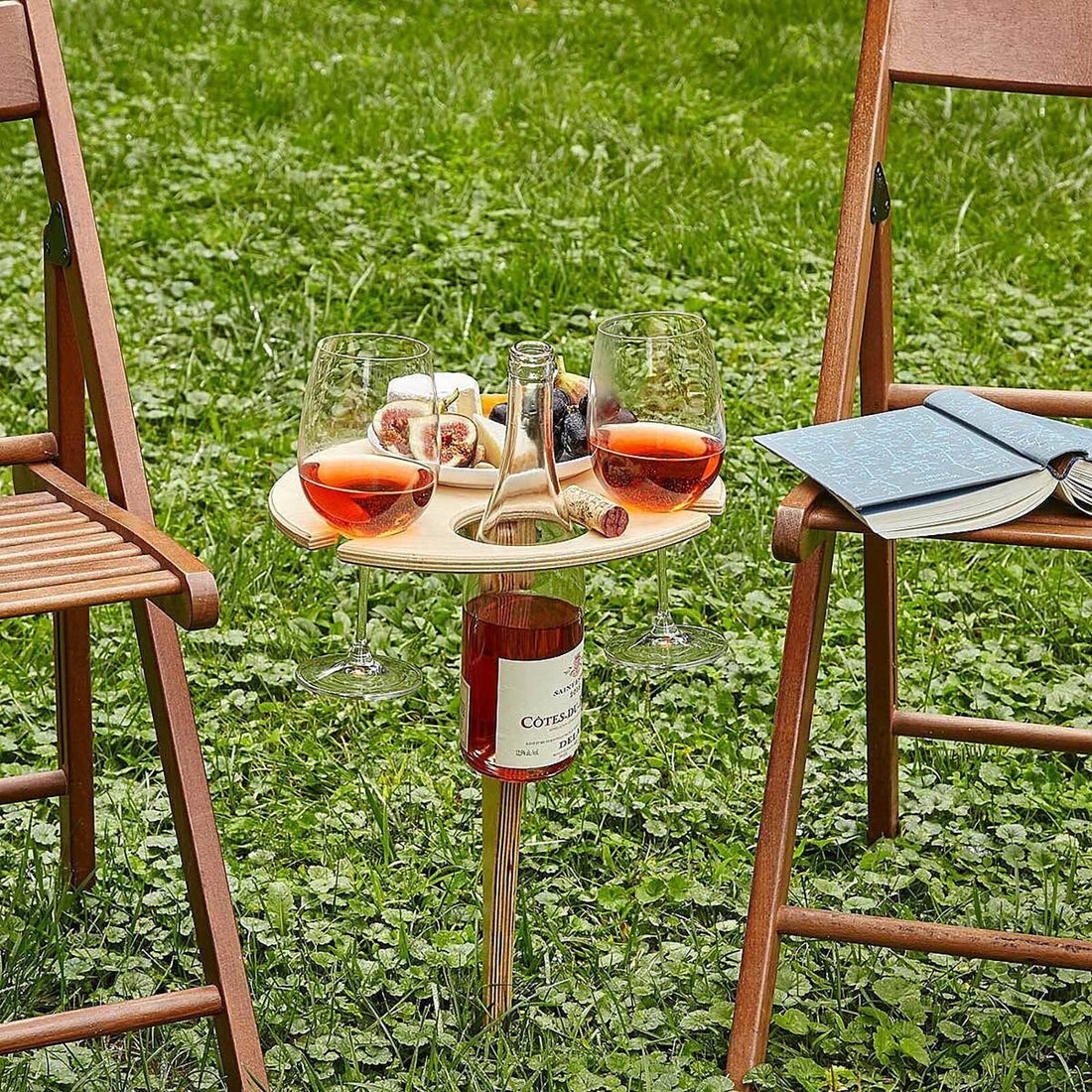 Portable Picnic Wine Table - Collapsible Outdoor Design for Wine Lovers