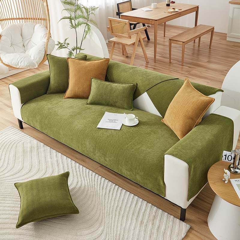 Couch Cover | Chenille Fabric | Herringbone Pattern & Waterproof | Living Room