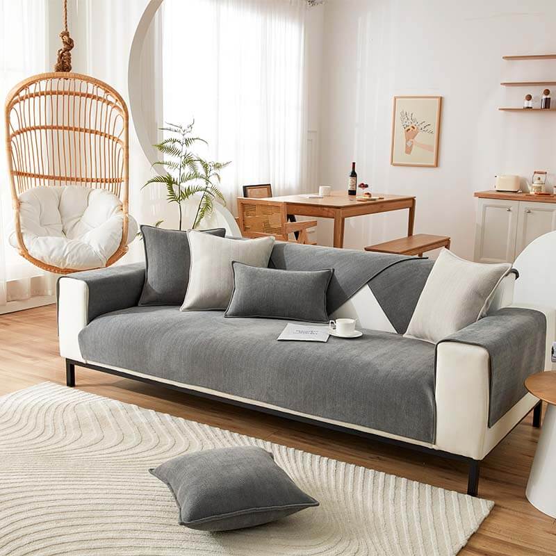 Couch Cover | Chenille Fabric | Herringbone Pattern & Waterproof | Living Room