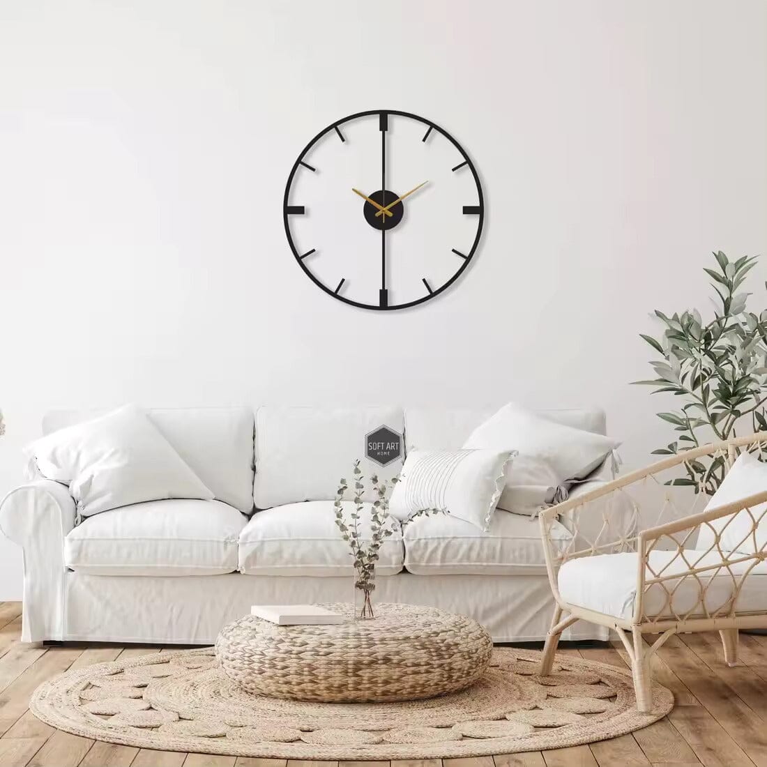 Simple Black Round Silent Quartz Wall Clocks for Home Decor