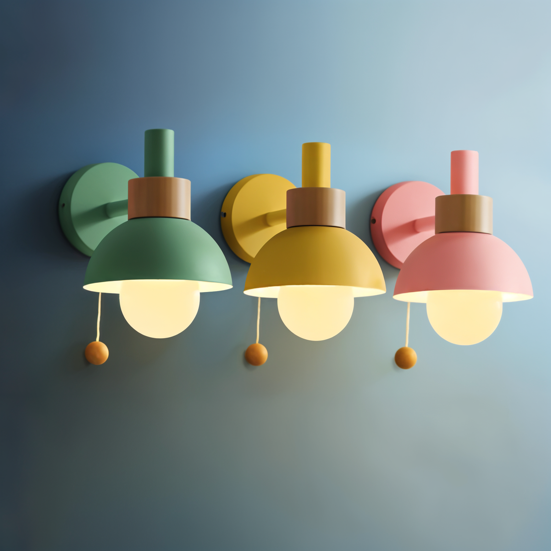 Wall Lamp | Wood & Matte Metal | Pull Switch | Living Room Accent
