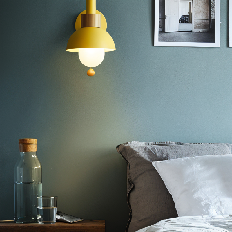 Wall Lamp | Wood & Matte Metal | Pull Switch | Living Room Accent