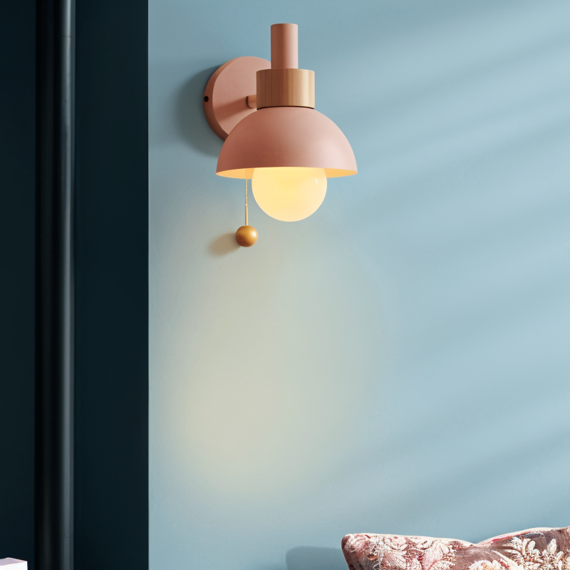 Wall Lamp | Wood & Matte Metal | Pull Switch | Living Room Accent