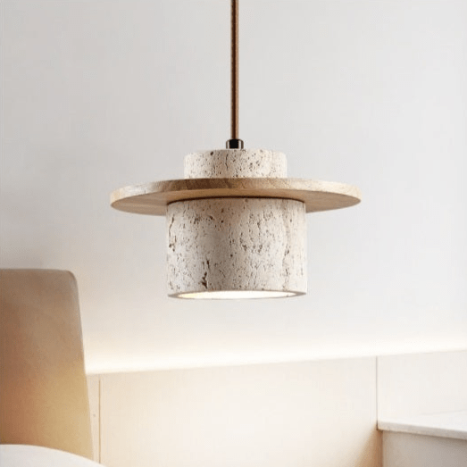 Modern Travertine Pendant Light - Natural Stone Minimalist Design