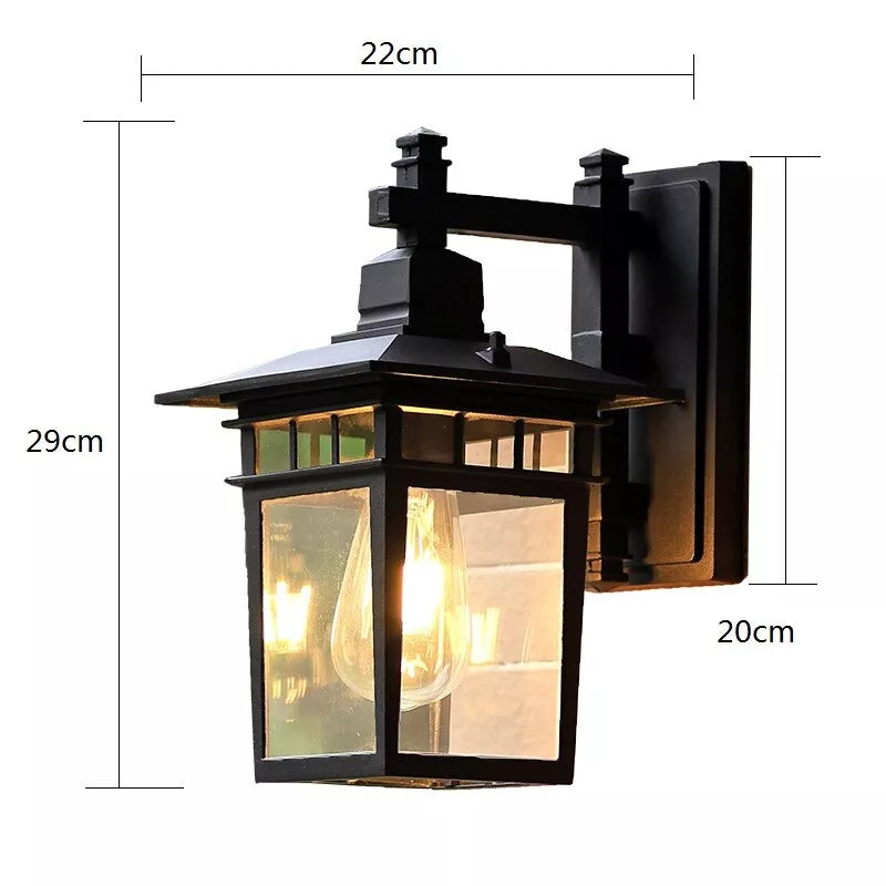 Outdoor Wall Light | Aluminum & Clear Glass | Rustic Industrial Lantern | Exterior Home Decor