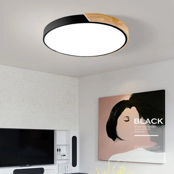 Modern Minimalist Nordic Wooden Flush Mount LED Ceiling Light Fixture