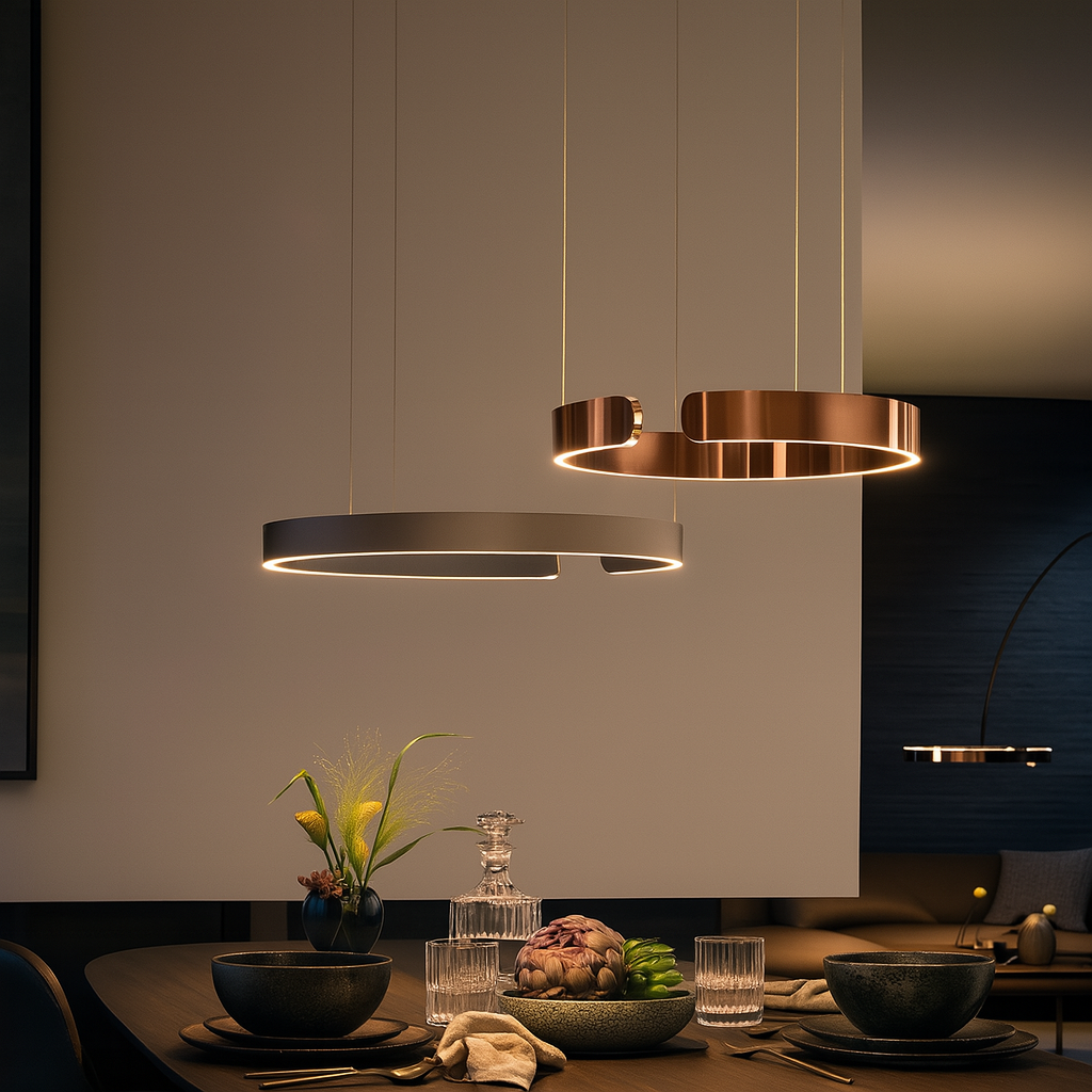 Pendant Lamp | Brushed Metal & Polished Metal | Circular Silhouette | Urban Living Space
