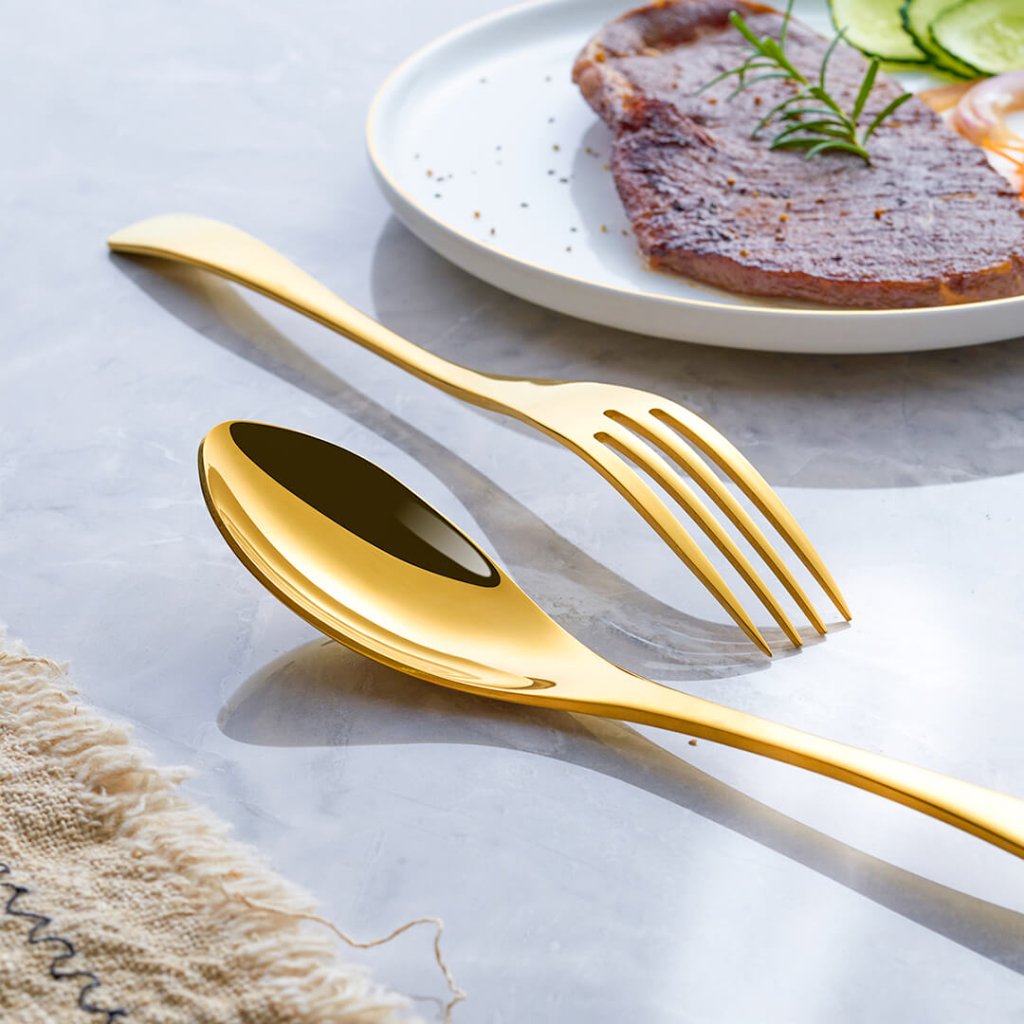 Cutlery Set | Stainless Steel & Gold Finish | Sleek Design | Elegant Dining