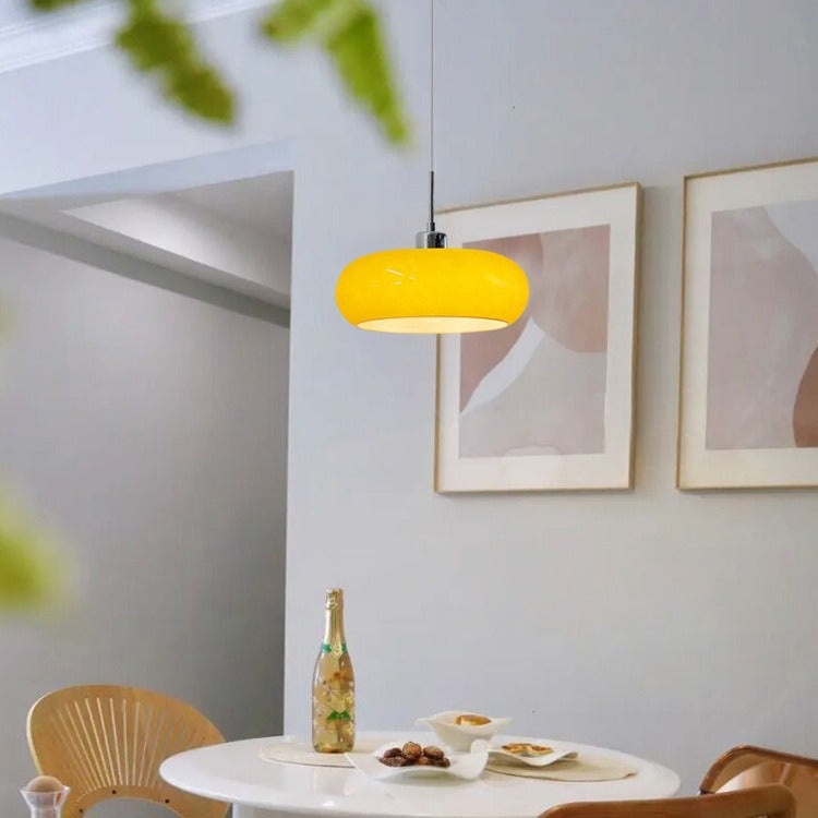 Pendant Light | Amber Glass & Polished Metal | Minimalist Silhouette | Cozy Interiors