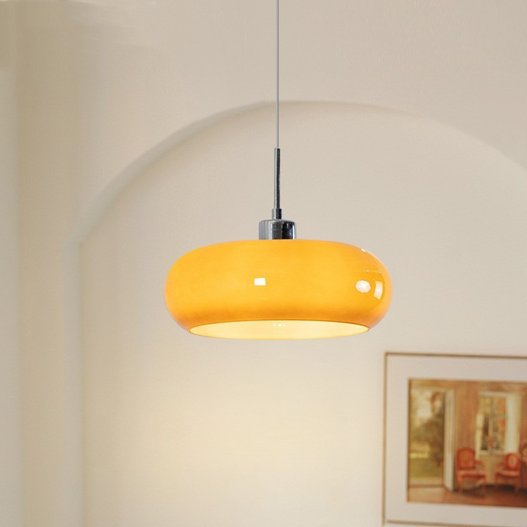 Pendant Light | Amber Glass & Polished Metal | Minimalist Silhouette | Cozy Interiors