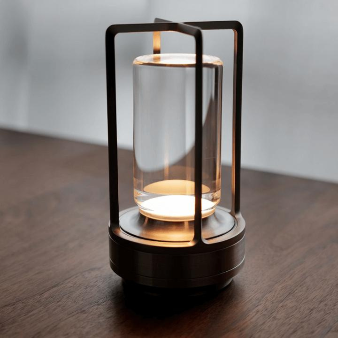 Modern Crystal Lantern Table Lamp with Touch Control & USB Charging