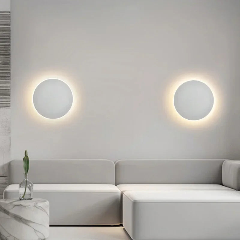 Modern Circular LED Wall Light – Minimalist Aluminium Halo Sconce for Ambient Lighting