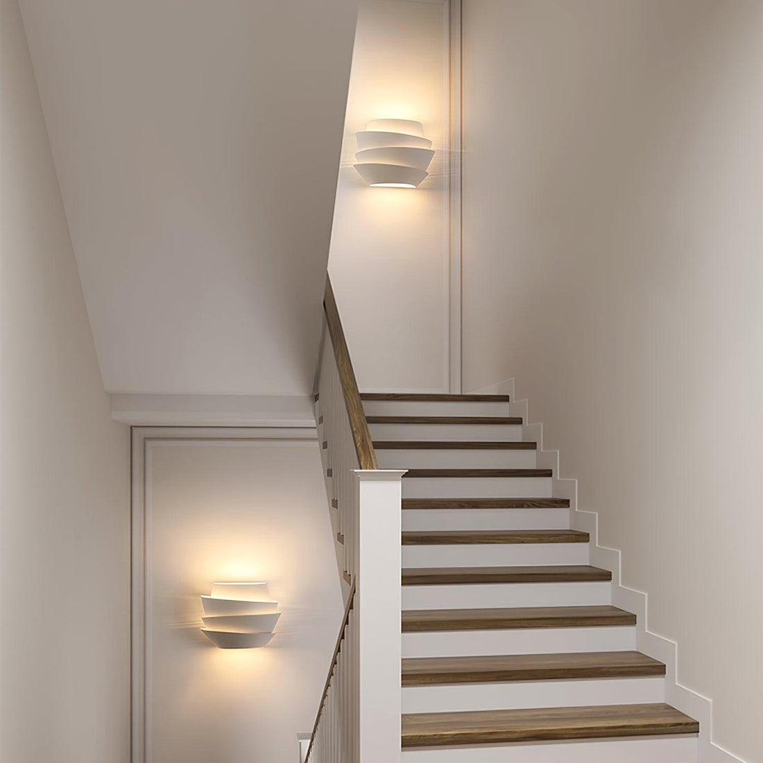 Modern French-Inspired Tiered Wall Light – Sculptural LED Sconce in Matte Finish