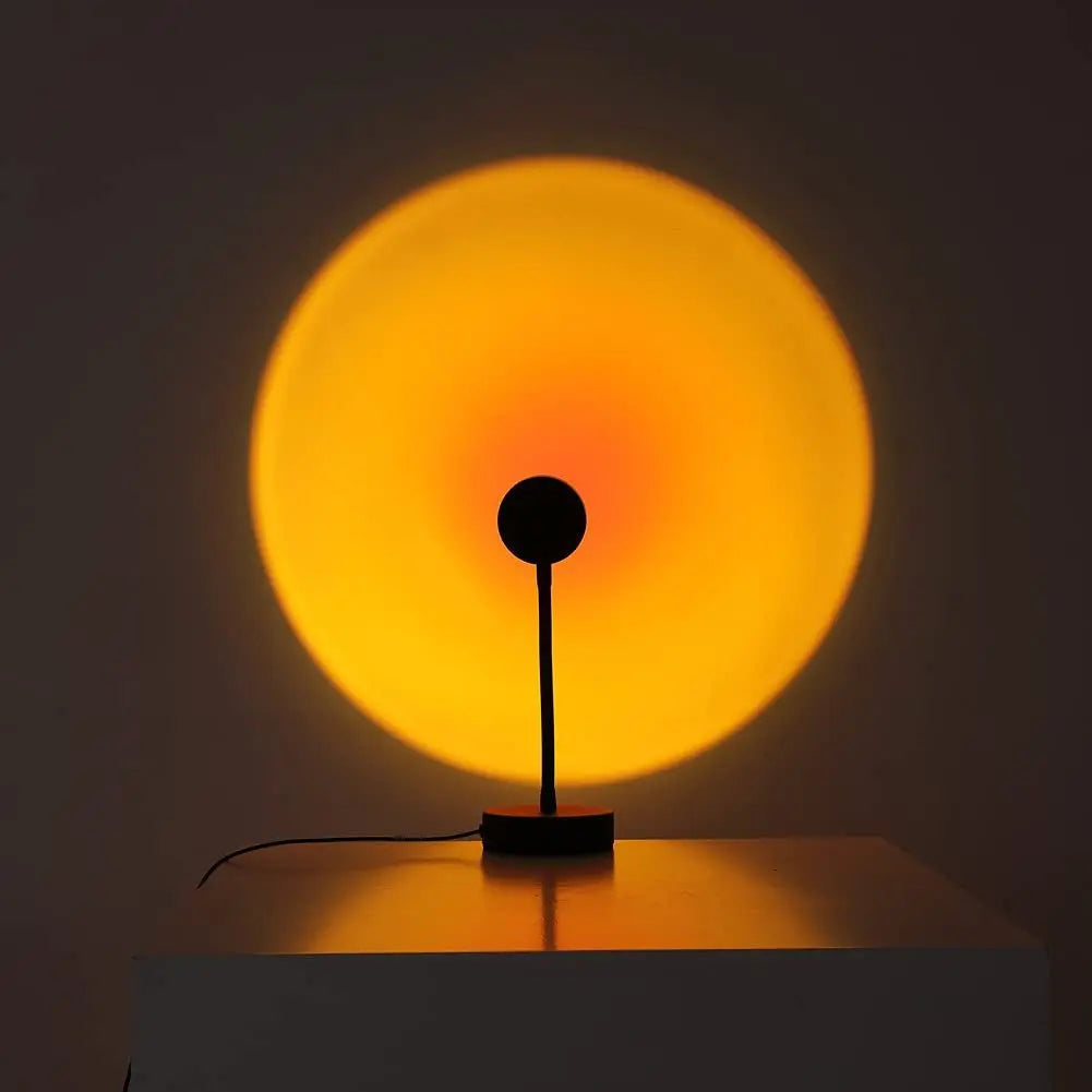 LED Atmosphere Lamp | Matte Black Metal & LED | Sunset Projection Effect | Living Room Accent