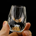 Whiskey Glass | Crystal & Gold | Faceted Design | Home Bar Essential