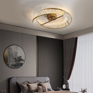 Modern Crystal LED Flush Mount Chandelier with Elegant Faceted Design