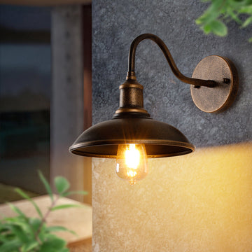 Rustic Industrial Outdoor Wall Sconce - Antique Brass, IP65 Waterproof