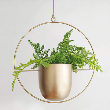 Modern Metal Hanging Planters with Geometric Design