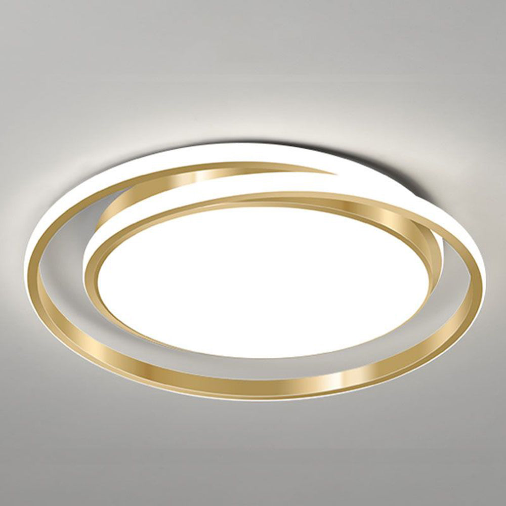 Ceiling Light | Brushed Gold Metal & Matte White Acrylic | Circular Layered Design | Sophisticated Urban Spaces
