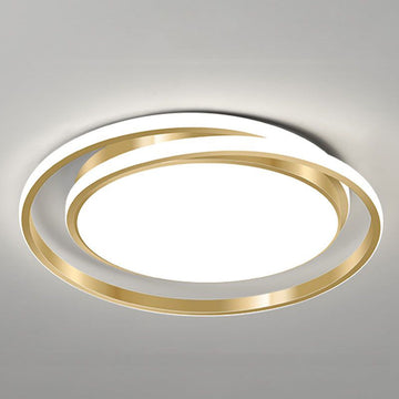 Ceiling Light | Brushed Gold Metal & Matte White Acrylic | Circular Layered Design | Sophisticated Urban Spaces