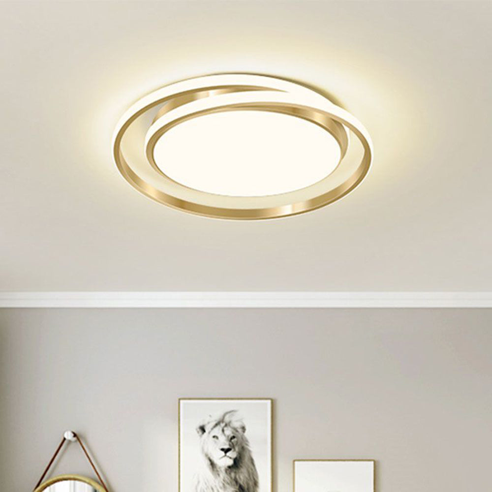 Ceiling Light | Brushed Gold Metal & Matte White Acrylic | Circular Layered Design | Sophisticated Urban Spaces