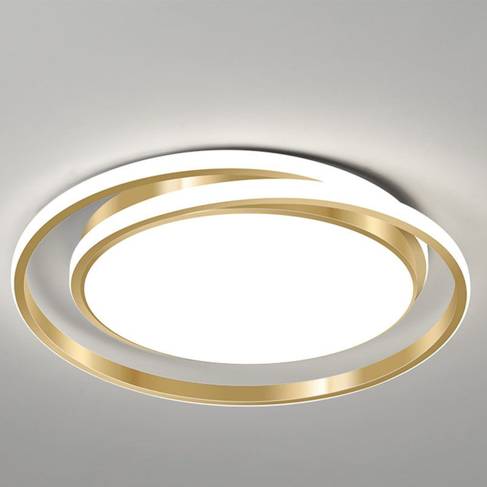Ceiling Light | Brushed Gold Metal & Matte White Acrylic | Circular Layered Design | Sophisticated Urban Spaces