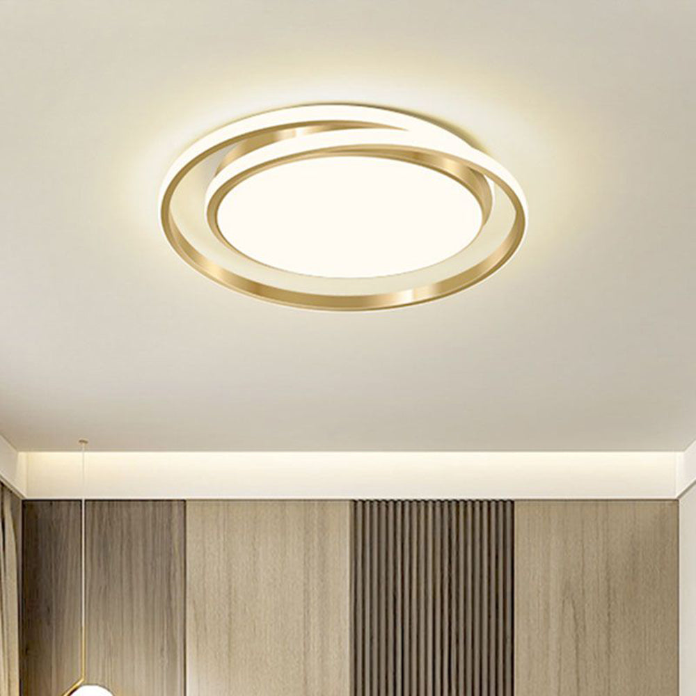Ceiling Light | Brushed Gold Metal & Matte White Acrylic | Circular Layered Design | Sophisticated Urban Spaces