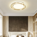 Ceiling Light | Brushed Gold Metal & Matte White Acrylic | Circular Layered Design | Sophisticated Urban Spaces