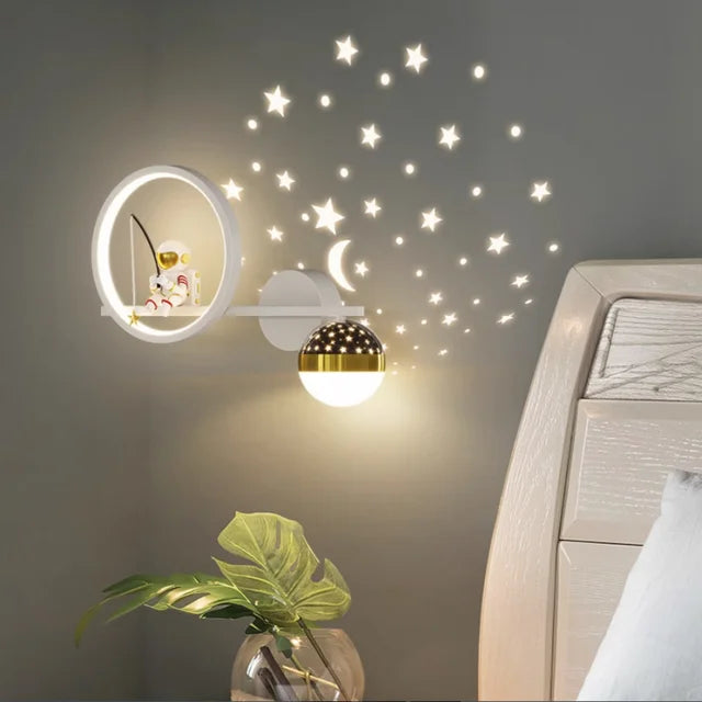 Wall Lamp | Plastic & Metal | Star Projection | Child's Room Decor