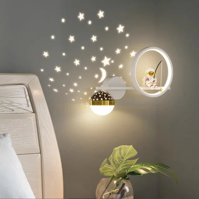 Wall Lamp | Plastic & Metal | Star Projection | Child's Room Decor
