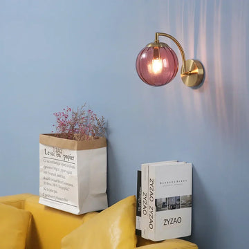 Modern Glass Wall Light – Elegant Ribbed Shade Sconce with Brushed Metal Arm
