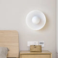 Flush Mount Ceiling Light | Frosted Glass & Matte Black Metal | Amber-Tinted Ring | Living Room Accent