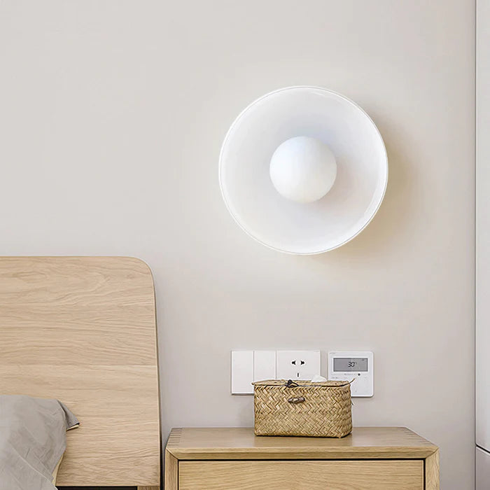 Flush Mount Ceiling Light | Frosted Glass & Matte Black Metal | Amber-Tinted Ring | Living Room Accent