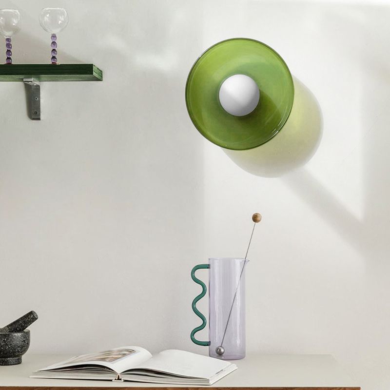 Flush Mount Ceiling Light | Frosted Glass & Matte Black Metal | Amber-Tinted Ring | Living Room Accent