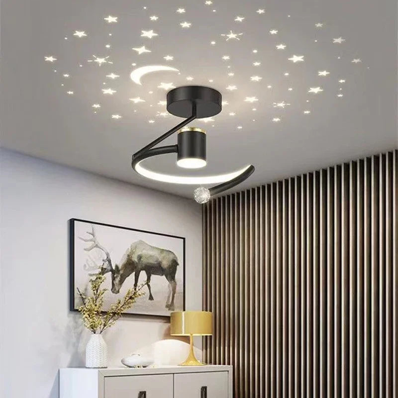 Modern LED Ceiling Light with Starry Sky Projection for Kids and Living Rooms