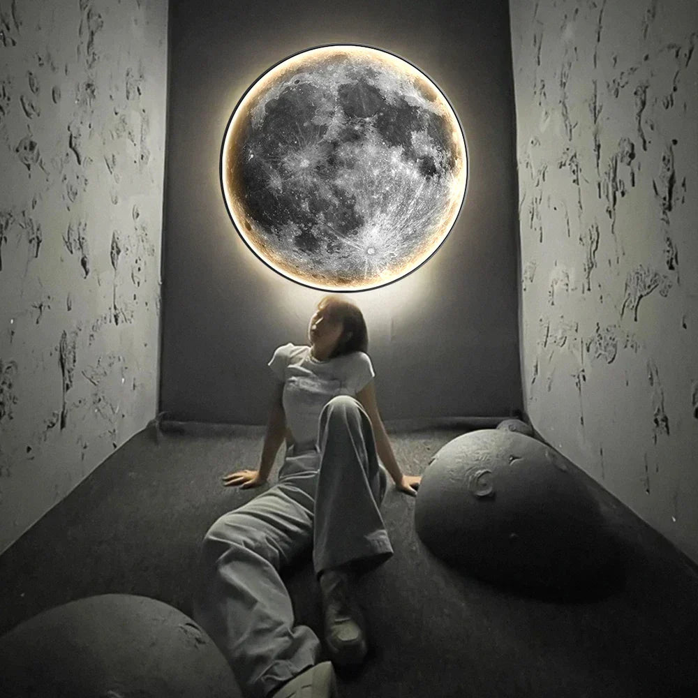 LED Moon Wall Light – 3D Textured Lunar Lamp with Soft Glow