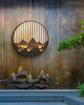 Wall Lamp | Metal & Frosted Glass | Mountain Silhouette Design | Outdoor Retreat Lighting