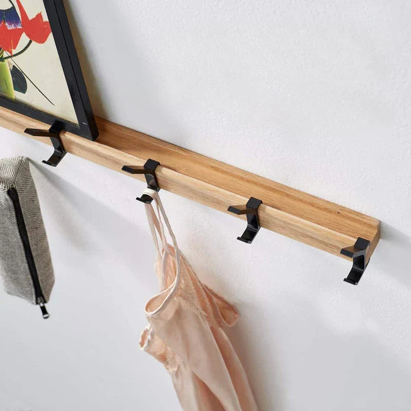 Scandinavian Wall-Mounted Coat Rack with Adjustable Metal Hooks
