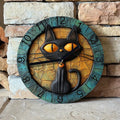 Wall Clock | Aluminum & Painted Surface | Black Cat Motif | Living Room Accent