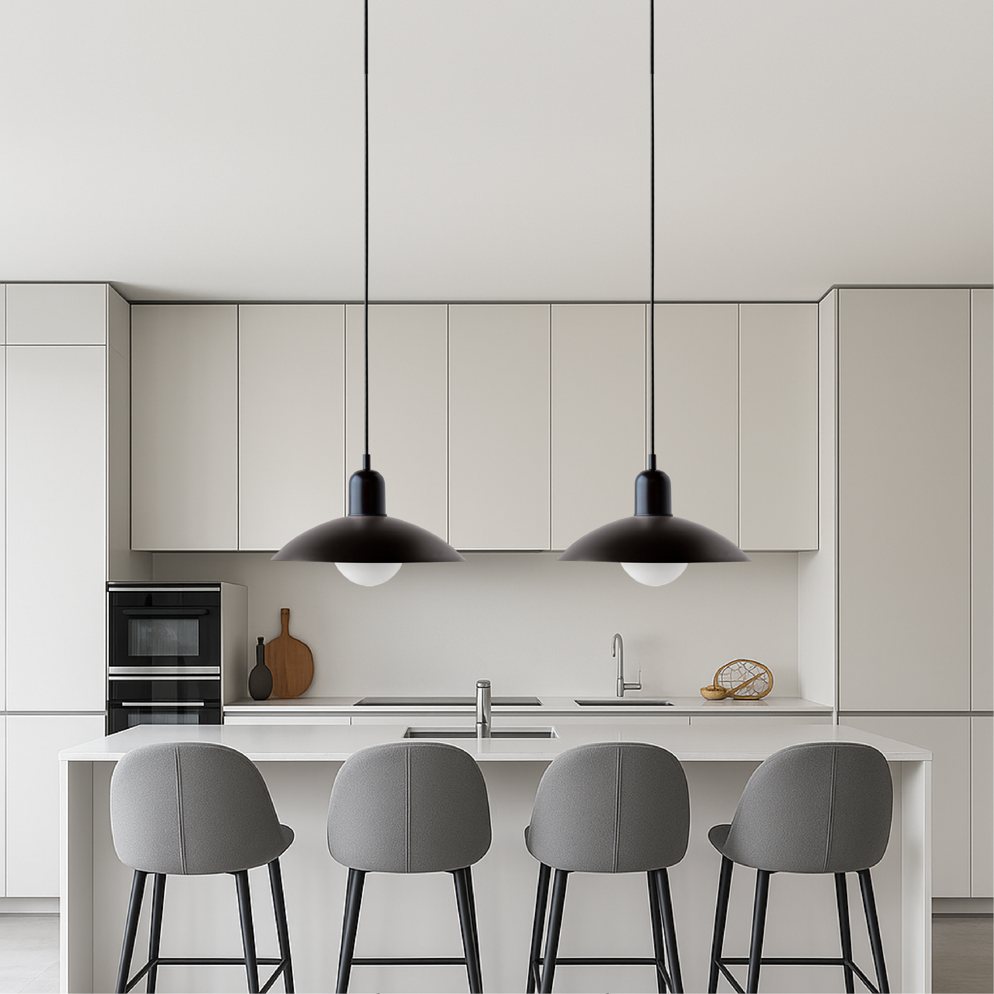 Pendant Lamp | Metal | Wide Dome Shade & Matte Finish | Modern Living Room